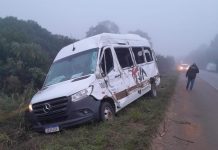Colisão entre micro-ônibus e van deixa seis pessoas feridas na BR-470